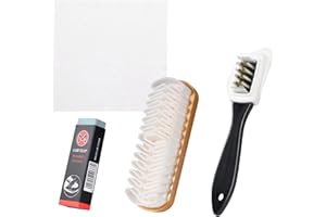 YOOLLY 4-Piece Suede & Nubuck Cleaning Brush Set - Multifunctional Shoe Brush with Brass Bristles, Eraser & Clean Cloth