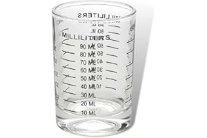 Crethink 1 bicchierini dosatori in vetro, 90 ml, con base rotonda e pesante, in vetro per caffè espresso, misura (linea nera)