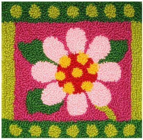 MCG Textiles Geometric Floral Pillow Rug Yarn Punch Needle Kit by MCG Textiles