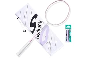 KUMPOO Professional Badminton Racket, Carbon Fiber Badminton Racket Set with Grip&Bag, Pro Badminton Racket Racquet Light Weight with High Tension for Training Games Outdoor, DS Series
