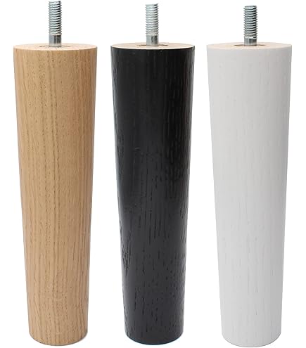 Btowin 10 cm houten meubelpoten, 4 stuks, zwart, massief hout, tafelpoten, meubelpoten met voorgeboorde M8 5/16 bouten & montageplaten en schroeven voor kast, bank, bed, voetenbank