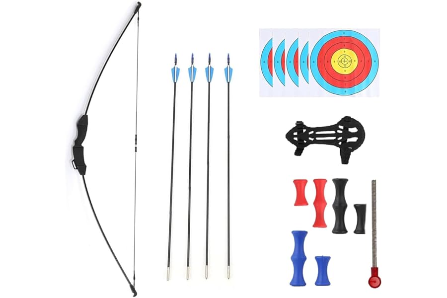 Archery 20lb Recurve Bow and Arrow Set – Detachable Longbow for Adults & Youth, Beginner Training & Hunting Target Practice, Lightweight Fiberglass Bow for Outdoor Shooting, Right & Left Hand Use