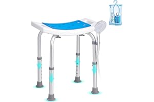 VEVOR Sedile per Doccia Antiscivolo Altezza Regolabile 360-490mm, Sgabello per Doccia Carico max. 158,8kg, Sedia per Doccia in Alluminio PE, Sgabello da Bagno Doccia Antiscivolo Portata 158,8kg Bianco