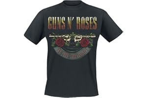 Guns N' Roses Logo and Bullet Europe Tour 2017 Homme T-Shirt Manches Courtes Noir