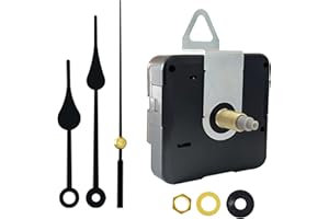 DEEWISH Movimento dell'orologio al Quarzo - Meccanismo di Sostituzione a Batteria per Orologi da Parete Fai-da-Te, Lunghezza Totale dell'albero 20mm (25/32pollici), lancette nere B