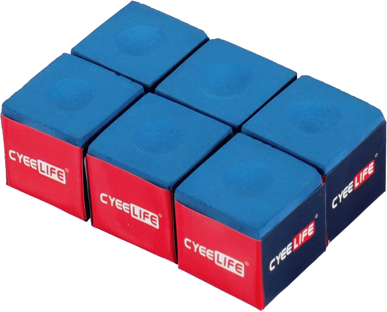 CyeeLife Tiza de billar, 6 piezas, azul, accesorios de mesa de billar