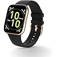 Pebble Pace Pro SmartWatch with 1.7” Bright HD Curved Display,Dedicated Dual Sensors for 24x7 SpO2,HR & BP Monitoring,Multiple Fitness Modes,IP68 Rated (Golden Black),Universal,PFB14 Golden Black
