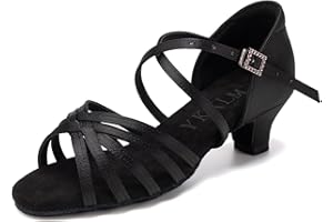 YKXLM Chaussons de Danse Latine Fille Standard Salle Ouverte De Bal Chaussures avec Talon 4CM