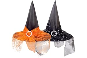 IBLUELOVER Chapeau de Sorcière et Magicien Pointu pour Enfant et Adulte - Motif Araignée - Accessoire Déguisement Costume Fantaisie pour Halloween, Mascarade, Fête, Carnaval, Anniversaire