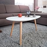 DESIGN COUCHTISCH "ERIK" | wei&szlig;, 75 cm, Buche, nierenf&ouml;rmig | Beistelltisch
