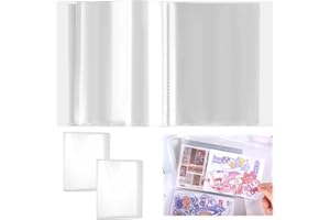 RAIRSKY 2 Stück A6 Album Transparent, 80 Seiten A6 Fotoalbum Transparent, Transparente Fotohülle aus Kunststoff, Mini-Aufbewahrungsbroschüre, A6 Transparente Stempelaufbewahrung, Foto Hüllen A6 für Aufkleber