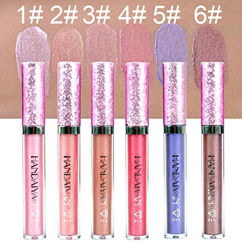 ROMANTIC BEAR 6 Farben Metallic Schimmer Liquid Lippenstift Langlebig Matt Wasserdicht Feuchtigkeitsspendende Lipgloss - 6