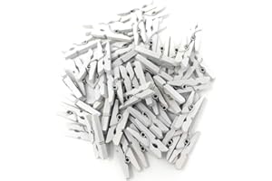 100 Mini wooden pegs (White) By arkCRAFT