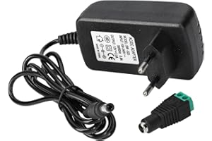 Jandei - Fuente de Alimentación Transformador Enchufable 110/220V AC a 12V DC 24W 2A, Cable 1m y Conector Hembra. Instalación en Interior IP20, para Tira Led, Neón o Dispositivos de Bajo Voltaje