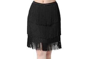 YM YOUMU Donne Elastico Vita 3 Strati Nappe Latino Danza Gonna per Tango Samba Rumba Ballroom Pratica Dancewear