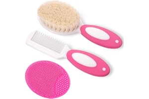 MR LION Baby haarbürste und Kamm Set für Neugeborene & Kleinkinder | Natürliche Weiche Ziegenborsten | Ideal für Cradle Cap | Geschenk zur Baby registrierung (Rosenrot)