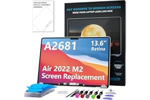LHM A2681 Bildschirm Ersatz für MacBook Air 13,6 Zoll M2 2022 (EMC 4074) A3113 M4 2024 (EMC 8611) 2560 x 1664 Full LCD Bildschirm Display Komplettmontage mit Fix-Kit (A2681 Midnight)