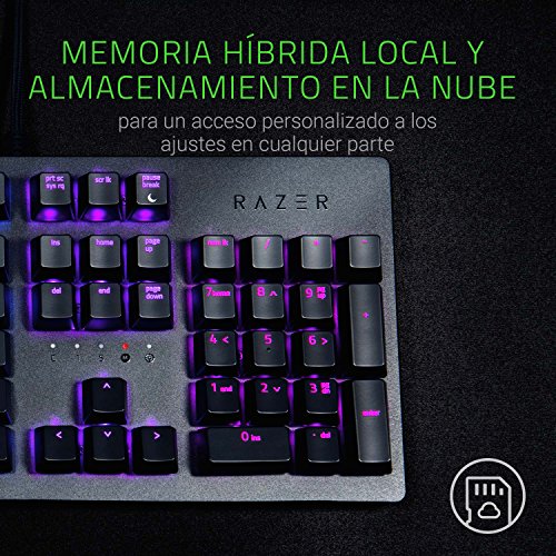 Razer Huntsman - Teclado mec  nico Gaming con switches optomec  nicos  Barra estabilizadora de Teclas  Memoria h  brida Local  RGB Chroma   QWERTY Espa  ol 