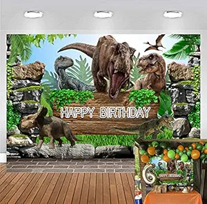 MECOLO 7x5ft Dinosaur Jurassic World Theme Backdrops Jungle Jurassic Park Boy Kids Birthday Party Photography Background for Baby Shower Cake Table Decoration Photo Party Supplies Banner