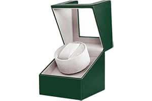 Bluvizo Automatic Single Watch Winder: Watch Rotator Bidirection Rotation for Women and Men Mechanical Watches Japanese Motor Green Leather