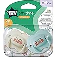 Tommee Tippee Anytime Dummies, Symmetrical Orthodontic Design, BPA-Free Silicone, 0-6m, Pack of 2, Colours May Vary