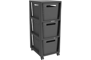 Rotho Brisen Rollcontainer mit 3 Schubladen, Kunststoff (PP recycelt), anthrazit, 3x16l (36,6 x 30,0 x 77,0 cm)