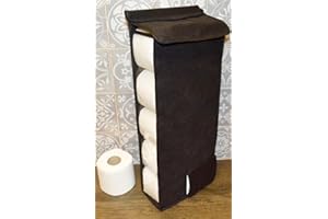 ROLLIE HOLDIES Hanging Toilet Roll Holder Organiser Storage bathroom fabric storage dispenser (Black)