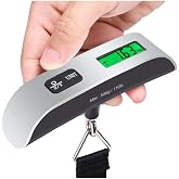 Busstier Digital Luggage Scale Electronic Hanger Hand Luggage Scale Kg and Libre Measurement Temperature Display Celsius and Fahrenheit