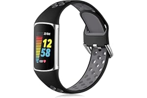 CeMiKa Cinturino Silicone Compatibile con Cinturino Fitbit Charge 5/Cinturino Fitbit Charge 6, Fasce Sportive Impermeabile Morbide Traspiranti per Cinturino Charge 5/Cinturino Charge 6, Piccolo Largo