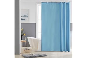 Furlinic Tende Doccia Anti-Muffa Tessuto in Poliestere, Azzurro Tende Doccia Angolare Impermeabile &Lavabile,Tenda Vasca da Bagno con 10 Ganci Tenda doccia-150x180cm.