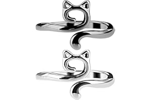 YUXIANLB 2 St Häkelring Für Finger, Metall Häkelring Katze, Verstellbare Strickring, Offene Garnführung Häkelringe, Geflochten Schnelleres Stricken Fingerhut Zubehör, für Häkeln Mutter Oma Geschenke
