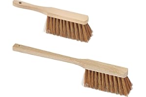 VARIVENDO Lot de 1 balayette industrielle de 28 cm + 1 balayette à long manche de 43 cm (marron en polycoco)