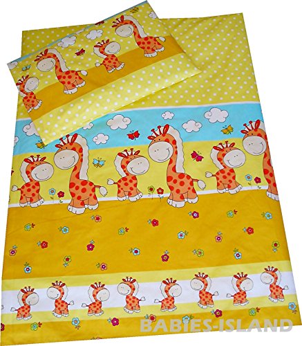 Babies-Island A 2 Piece Bedding Set Pillowcase+Duvet Cover For Baby Toddler To Fit Cot/Cot Bed - Yellow Giraffes - Size : 90x120 cm