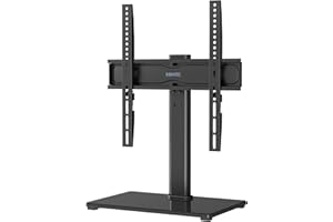 BONTEC Support TV sur Pied TV Universel Pivotant pour Télévisions de 24 à 60 Pouces LCD/LED/Plasma Hauteur Réglable avec Base en Verre Trempé de 8 mm - Charge Maximal 45kg Max VESA 400x400 mm