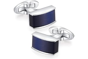 HONEY BEAR Spinki do mankietów z niebieskim opalem prostokątne prostokątne dla męskiej koszuli ślubny prezent biznesowy, 1.7*1.0 cm, Miedź, Bez kamieni szlachetnych