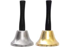 RDWESZOD 2 campane suonanti in metallo, campane rumorose per la cena per aule, per linea di pranzo, allarme, campanello, campanello, campanello, campanelle (oro + argento)
