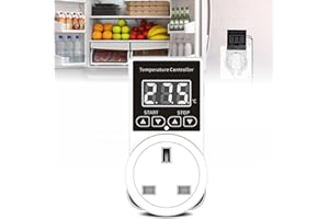 VAILEAL Digital Thermostat Plug, Thermostat Outlet Socket with waterproof head, 230V Temperature Controller Socket Outlet Lcd Screen Heating Cooling Temperature Switch for Greenhouse Farm Aquarium Reptile