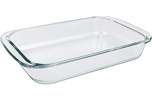 NUTRIUPS Glass Baking Dish, Rectangular, 2L, Clear, Transparent, 2L Capacity, 3500 cm³ Volume, Glass Material, Transparent Color, Casserole Dish