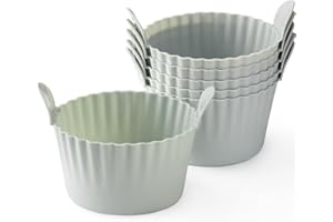 Bakecat Ramekins for Air Fryer, Air Fryer Egg Mould, Large Muffin Cases for Air Fryer (Pack of 6), Grey