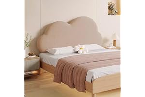 Gleedipre French cloud shape Headboard cover Skin-friendly and thick Anti-collision Removable and washable Headline soft pad Large backrest(Khaki,140x65cm/No headboard)