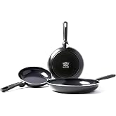 GreenPan Memphis Nonstick Aluminum Frying Pan Set with Healthy Ceramic Coating, 20 cm, 24 cm &amp; 11 Inches, PFAS Free, Inductio