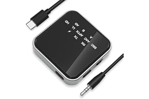 EUJAM Transmisor Bluetooth TV, Receptor Bluetooth 5.2 con cable de audio de 3,5 mm, transmisor receptor Bluetooth de baja latencia, doble salida AUX para auriculares, TV, equipo de altavoces
