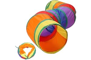 VOLOGLE Tunnel per Gatti e Conigli, giocattoli per animali domestici, conigli, cani, Animali Domestici,Tunnel Gatto Adatto per Interni ed Esterni, Bunny tunnel, crinkle pieghevole (stile S Arcobaleno)