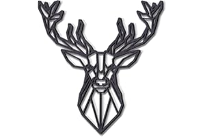 KUINEA Hirsch 2 Wanddeko I Wanddeko Holz [Farbe Anthrazit] Wand Deko I Deko I Wanddekoration für Zuhause, Büro, Schlafzimmer, Wohnzimmer und Küche I Wanddeko Wohnzimmer I Wandbild I Wandbilder