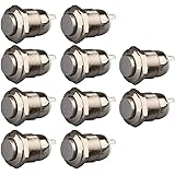 Gebildet 10 pezzi Pulsante Impermeabile Momentaneo a Pulsante in Acciaio Inossidabile Acceso Spento 12mm 2A/12V/24V/125V/250V