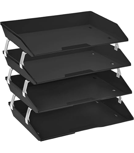 Vassoio Organizzatore Documenti Facility A 4 Ripiani - Plastica Bianca, Lato A4, Per Scrivania - Foto 7