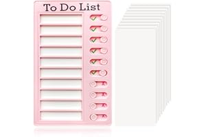 CENCERY Lavagna per lista delle cose da fare Lavagna per lista di controllo Lavagna per compiti con 10 fogli bianchi Rimovibili Lavagna per pianificatore di attività in plastica (Rosa)