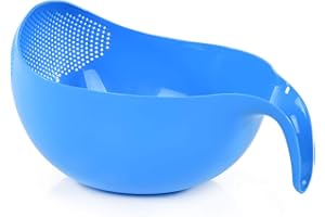 Mintra Home Passoire à Riz - Plastique Incassable - Réutilisable, sans BPA - Égoutter le Riz, Pâtes, Légumes, Fruits - Convient au Micro-Ondes/Lave-Vaisselle (Bleu)