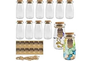 QINERSAW 12 PCS Mini Pot en Verre avec Bouchon Liege 10 * 5cm Mini Bocaux en Verre 100ml Pot de Faveur en Verre Petite Fiole en Verre avec Bouchon Petite Bouteille en Verre 100ml pour Epice Bonbon