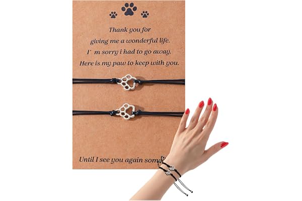 ZWWOGE 2 Bracelets Commémoratifs Chiens et Chats avec Empreinte de Patte - Cadeaux Réconfortants et Bracelets d'Amitié pour Amoureux des Animaux - Personnalisables avec Photo en Souvenir